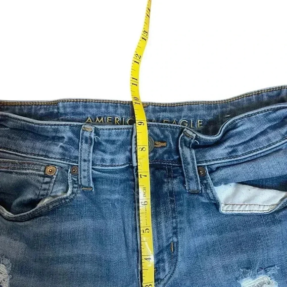 American Eagle Jeans Men Size 28 x 30 Medium Wash Distressed Athletic Skinny - Picture 10 of 11